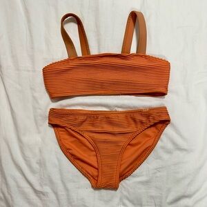 abercrombie kids Orange Ribbed Two-Piece Swim Set